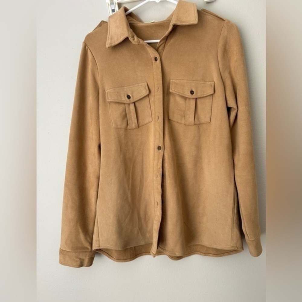 Freeway Tan Suede Button-Up Jacket - Picture 4 of 8